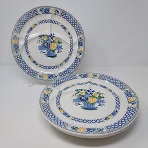 Booths England Set 4 Antique Divided Grill Plates Porcelain Nankin Pattern 10.5"